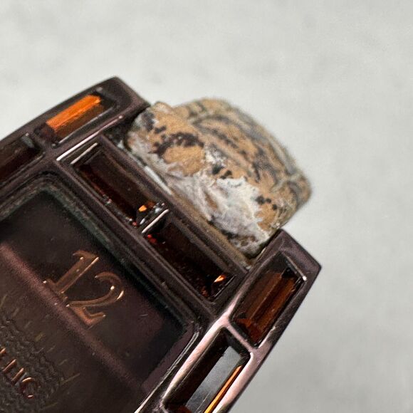 Fossil Relic Watch Womens Brown Baguette Crystal Bezel Animal Print New Battery - Picture 8 of 9